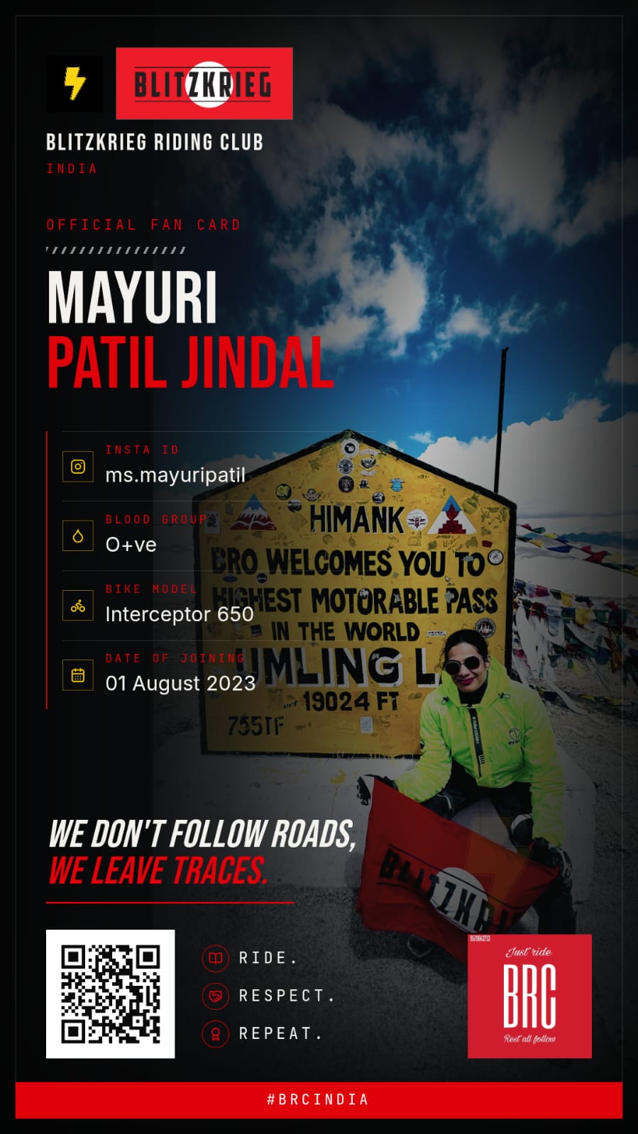 BRC fan card of Mayuri Patil Jindal