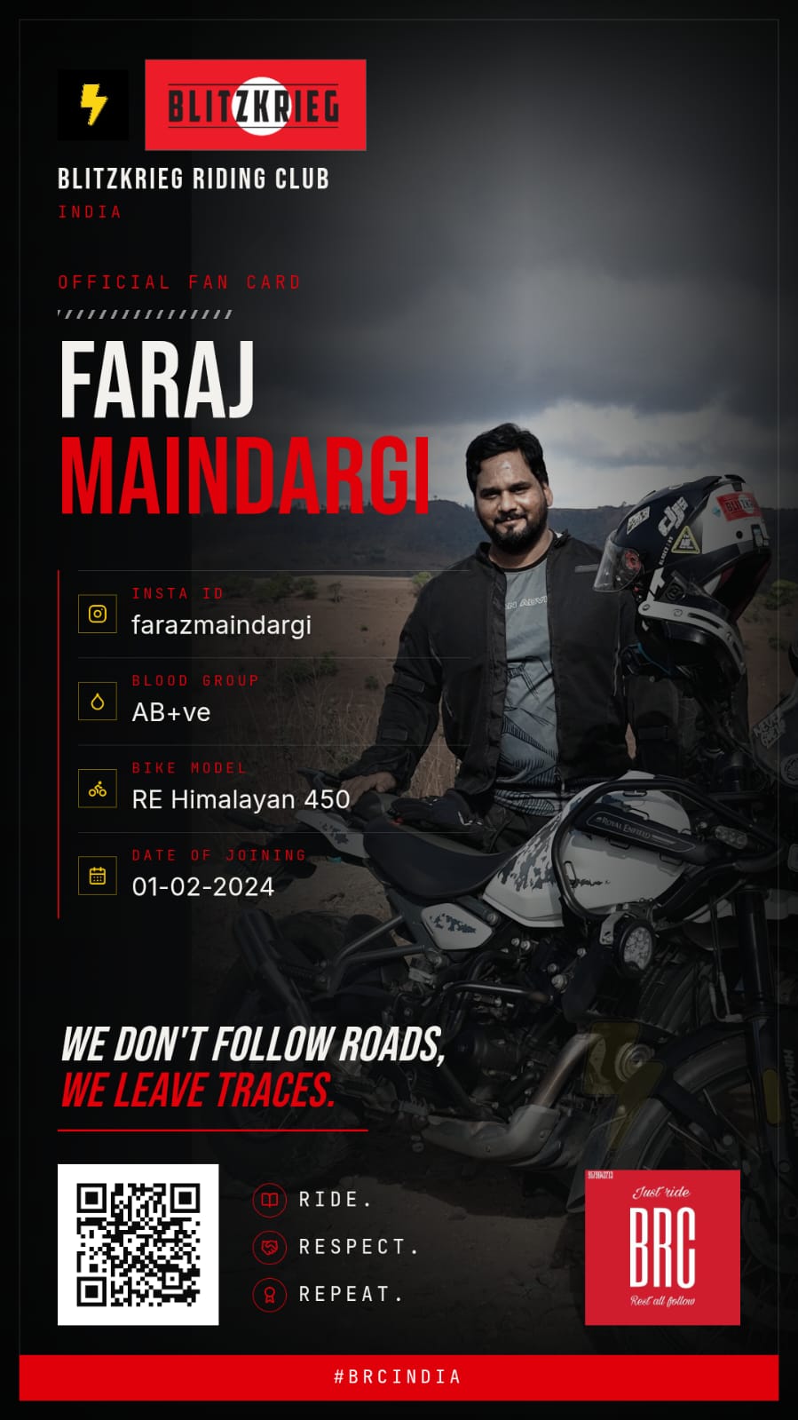 BRC fan card of Faraz MainDargi